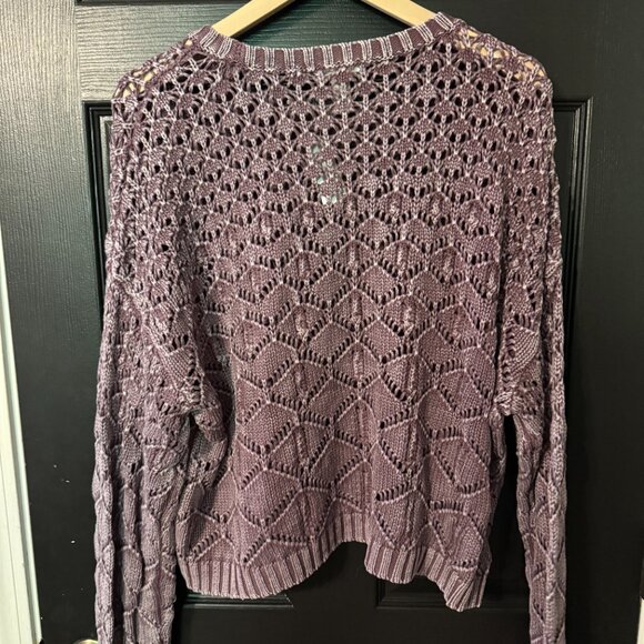 NWT Tillys Womens Cropped Sweater Deep Purple Distressed XXL - Picture 3 of 3